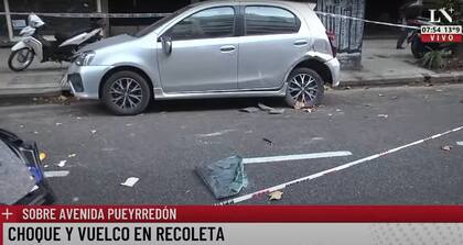 El Toyota Etios embestido en Recoleta