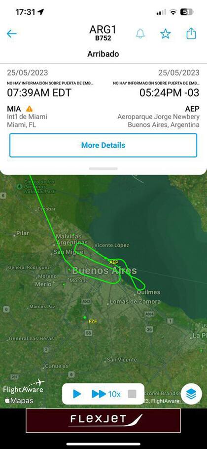 El trayecto final antes de aterrizar el avión presidencial