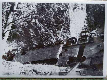 El tren descarrilado cerca de Meymac, en 1944.