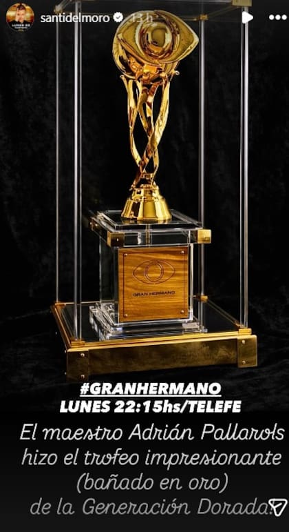 El trofeo que recibirá el ganador de Gran Hermano Generación Dorada