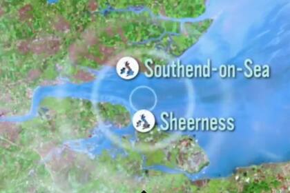 EL tsunami que podría producir el estallido de la carga explosiva del SS Montgomery afectaría dos localidades costeras del estuario del río Támesis: Southend-on-Sea y Sheerness
