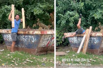 El Tucu finalmente se pudo llevar algunos desperdicios de madera que estaban en el interior del volquete