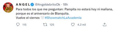 El tuit con el que el periodista explicó los motivos de la ausencia de Pampita a las emisiones de La Academia del martes y miércoles