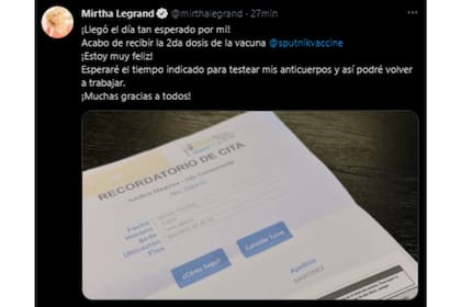 El tuit con el que Mirtha Legrand dio a conocer la noticia