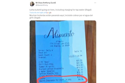 El tuit con el ticket de un restaurante que se volvió viral