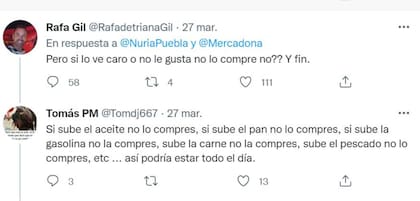 El tuit con los tickets de Nuria Puebla despertó todo tipo de contrapuntos entre los usuarios de la red