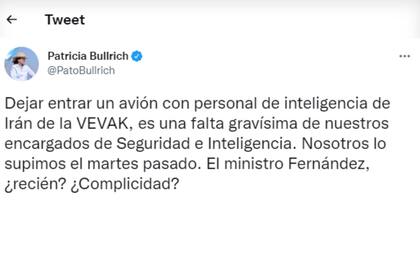 El tuit de Bullrich