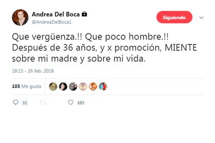 El tuit de Andrea Del Boca