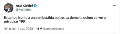 El tuit de Axel Kicillof