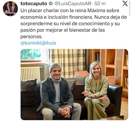 El tuit de Caputo sobre su reunión con la reina Máxima