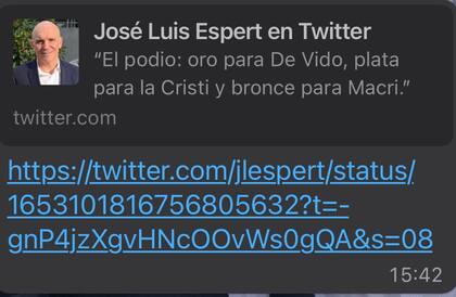 El tuit de Espert contra Macri que generó malestar en Pro