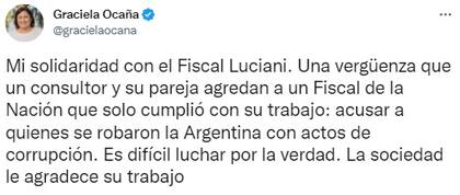 El tuit de Graciela Ocaña