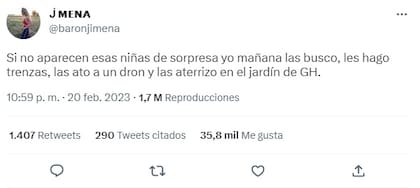 El tuit de Jimena Barón contra la producción de Gran Hermano