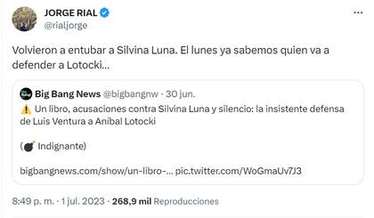 El tuit de Jorge Rial contra Luis Ventura