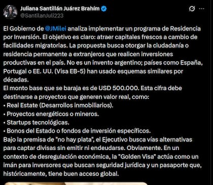 El tuit de Juliana Santillán sobre "implementar" un programa ya creado