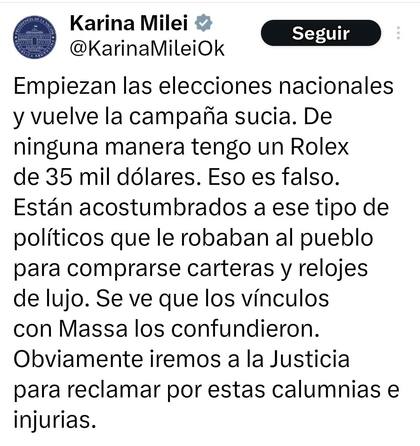 El tuit de Karina Milei contra Pamela David