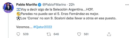 El tuit de la discordia: el periodista Pablo Mariño criticó a Leandro Paredes y un futbolista salió a responderle