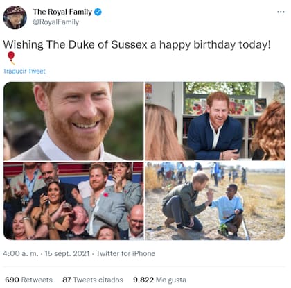 El tuit de la reina Isabel para celebrar el cumpleaños de Harry