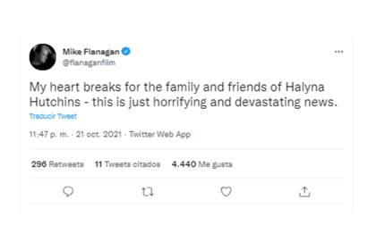 El tuit de Mike Flanagan tras la tragedia