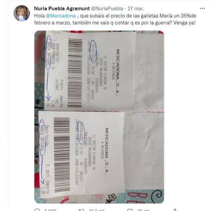 El tuit de Nuria Puebla Agramunt indicó un fuerte aumento en el precio de las galletitas y se volvió viral
