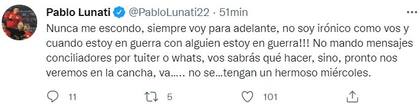 El tuit de Pablo Lunati contra Sebastián Vignolo