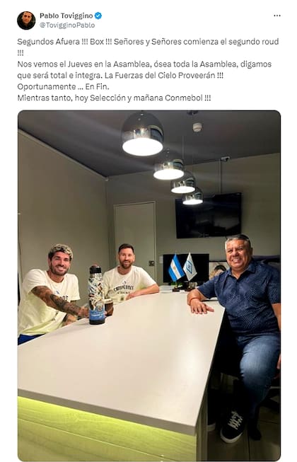 El tuit de Pablo Toviggino, tesorero de la AFA