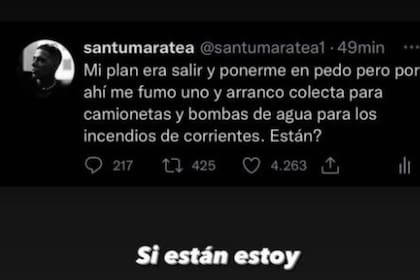 El tuit de Santi Maratea antes de comenzar oficialmente la recaudación para la provincia de Corrientes