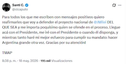 El tuit de Santiago Caputo