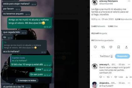 El tuit de Santisam00 con el diálogo y la invitación al partido de fútbol se convirtió en viral