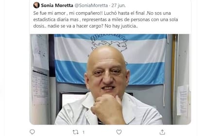 El tuit de Sonia Moretta para despedir a su marido, Gustavo Durán