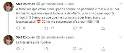 El tuit de Stefi Roitman que generó indignación entre sus seguidores y la llevó a cerrar su cuenta de Twitter.