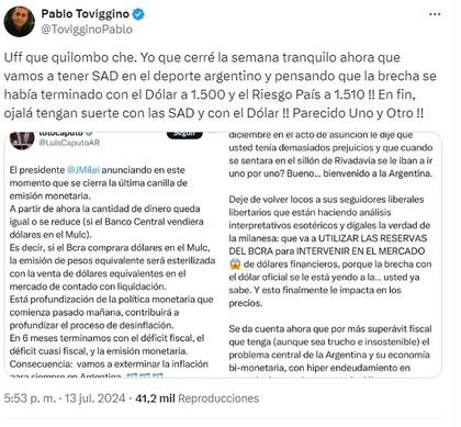 El Gobierno dio un paso más para avanzar en la implementación de las SAD 6 El tuit de Toviggino contra el Gobierno