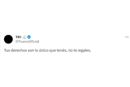 El tuit de Trueno dirigido a los votantes de Javier Milei
