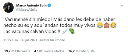 El tuit del cantante mexicano a favor de la vacunación que provocó todo tipo de comentarios