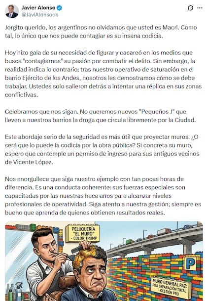 El tuit del ministro de Seguridad bonaerense