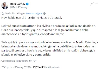 El tuit del primer ministro canadiense