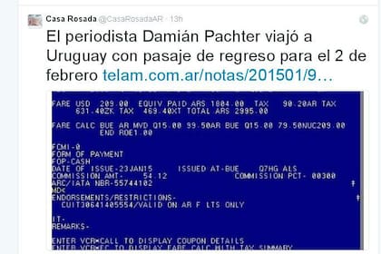El tuit donde Casa Rosada escracha al periodista
