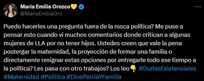 El tuit original de la titular de la Comisión de Libertad de Expresión de la Cámara de Diputados