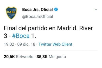 El tuit que Boca borró de su cuenta oficial de Twitter