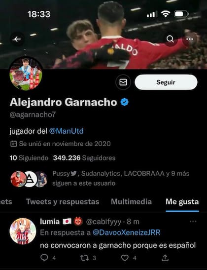 El tuit que "likeó" Alejandro Garnacho