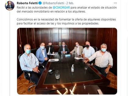 El tuit que publicó el secretario de Comercio Interior días atrás cuando anunciaba la creación de una mesa de trabajo; hoy se concretó la primera reunión