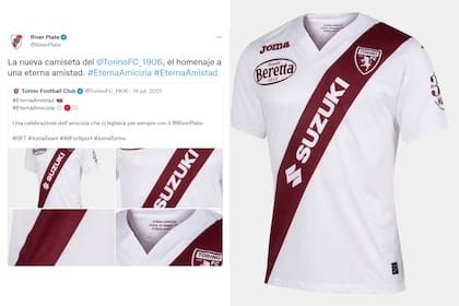 El tweet de 2021 de ambos clubes reforzando la amistad y la camiseta del Torino en homenaje a River