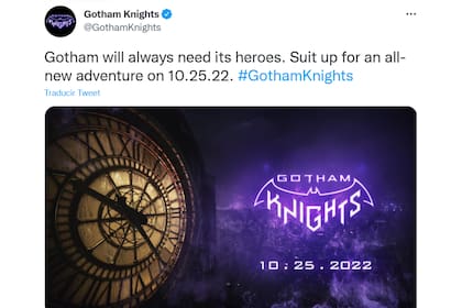 El tweet de la cuenta oficial de Gotham Knights