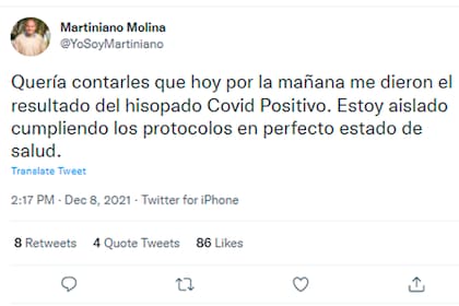 El tweet de Martiniano Molina