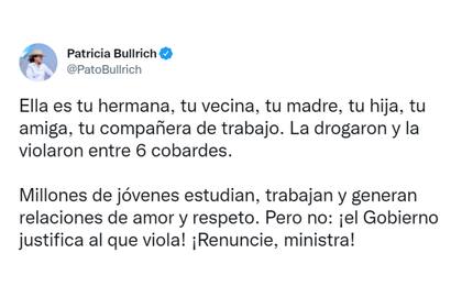 El tweet de Patricia Bullrich contra Elizabeth Gómez Alcorta