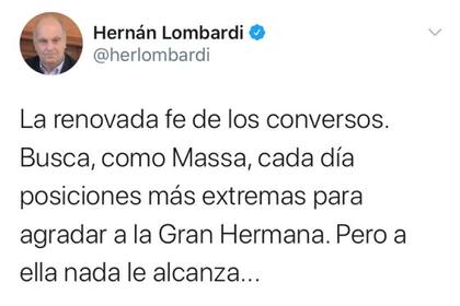 El tuit de Hernán Lombardi luego de los dichos del jefe de Gabinete