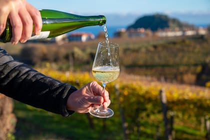 El txakoli o chacolí es un vino blanco muy seco producido en el País Vasco