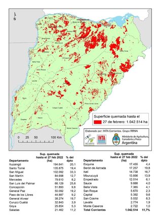 El último informe sobre hectáreas quemadas en Corrientes: 1.042.514 hectáreas