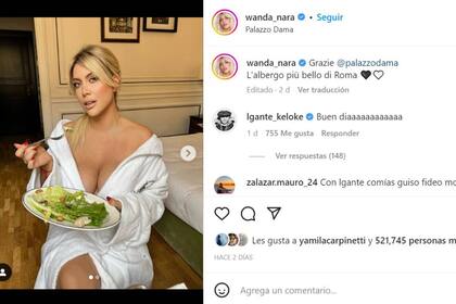 El último intercambio público en redes entre Wanda Nara y L-Gante se dio este viernes en la cuenta de Instagram de la empresaria