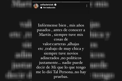 El último mensaje de Sofía Clerici sobre el escándalo con Martín Insaurralde antes de poner la cuenta privada